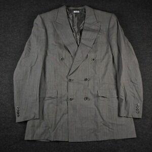 Brioni Gray Blazer Double Breasted Wool Sport Coat Jacket Men's 40L [Flaw]